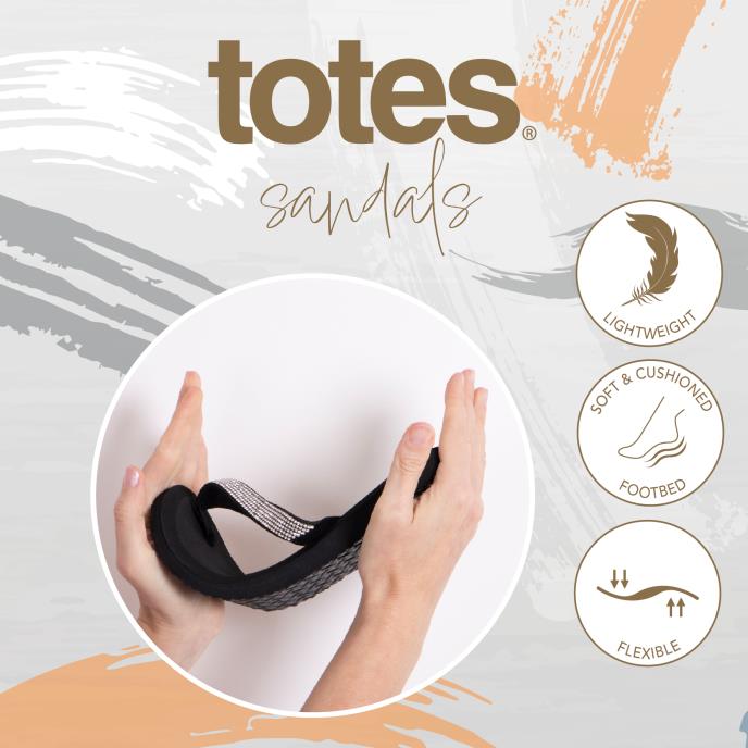 totes® Ladies Beaded Toe Post  Black Extra Image 6